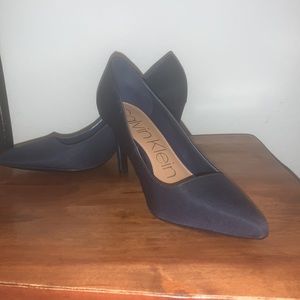 Navy Calvin Klein Heels, 3 inch heel, size 9w